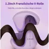 Lavendel-Haarlockenwickler mit dunkelbrauner Haarsträhne, die das 1,3-Zoll French V-Roll Feature demonstriert Produktbild-Vorschau