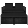 3-tlg. Garten-Lounge-Set mit Auflagen Poly Rattan Schwarz Produktbild-Vorschau 5