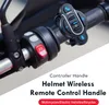 A close-up shot of a motorcycle handlebar with a wireless remote control attached. Produktbild-Vorschau