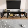 Merax TV skříňka 170×36×54 cm, TV nábytek s mřížkovou Náhled obrázku produktu 3