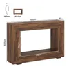 Diagram showing the dimensions of a console table with a silhouette of a person for scale. Produktbild-Vorschau