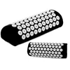 Two black acupressure pillows with white plastic spikes are shown against a white background. One pillow is larger and positioned diagonally, while the smaller one is placed below it. Podgląd zdjęcia produktu