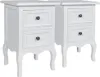 Two white bedside tables with two drawers each, shown from the front. Náhled obrázku produktu