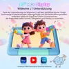 A cartoon illustration of two children holding water guns in front of a tablet screen, with various streaming service logos at the bottom. Produktbild-Vorschau