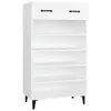 A white shoe cabinet with black handles and legs, shown against a white background. Anteprima dell’immagine prodotto