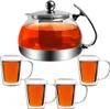 MONZANA® Teekanne mit Siebeinsatz und 4 Gläser 1,2 Liter Produktbild-Vorschau 1