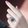 Gothic Damen Rose Flower Vine Legierung Emaille Fingerring Produktbild-Vorschau 7