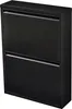 A black shoe cabinet with two flip-down doors. Produktbild-Vorschau