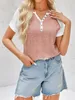 Kurzarm-Sommer-T-Shirt für Damen, Henley-Kragen, Produktbild-Vorschau 3