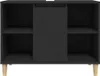 A black cabinet with wooden legs, shown from the front. Náhled obrázku produktu