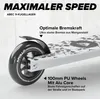 Close-up of a scooter wheel and deck with text overlays highlighting features. Produktbild-Vorschau