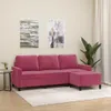 Sofá de 3 plazas con reposapiés, color burdeos, 180 cm, Vista previa de la imagen del producto 2