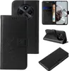 A collage of images showing a black flip phone case with a floral and butterfly embossed design. Produktbild-Vorschau