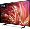 A Samsung OLED TV is shown from a diagonal angle, resting on its stand. Produktbild-Vorschau