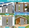 Collage of four images showing outdoor curtains used in different settings: a veranda, a swimming pool area, another veranda, and a changing room. Produktbild-Vorschau