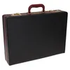 A black briefcase with maroon trim and gold hardware, presented on a white background. Voir les images du produit