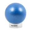 A blue exercise ball is displayed on a transparent stand with the brand logo. Náhľad obrázku produktu