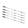 Five metal skewers with black handles arranged diagonally on a white background. Produktbild-Vorschau
