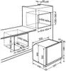 Diagram showing installation dimensions for an oven. Voir les images du produit