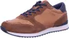 A single brown and tan sneaker with blue laces and accents, shown from a side-angle on a white background. Produktbild-Vorschau