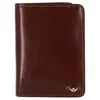 A brown leather wallet is shown closed against a white background. Produktbild-Vorschau