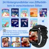 Collage of smartwatch watch faces and lifestyle images of children and families. Produktbild-Vorschau