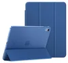 A blue iPad case is shown from multiple angles, with one view showing the back of an iPad inside the case. Produktbild-Vorschau