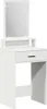 A white vanity table with a mirror and a single drawer. Voir les images du produit