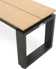 A close-up view of a modern garden bench with a wooden seat and black metal frame. Produktbild-Vorschau