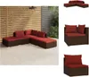 vidaXL 5-tlg. Garten-Lounge-Set mit Kissen Poly Rattan Produktbild-Vorschau 1