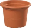 A terracotta colored plastic plant pot on a white background. Podgląd zdjęcia produktu
