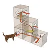 A cat is interacting with a modular cat cube structure with internal pathways and openings. Podgląd zdjęcia produktu