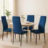 A dining set with four blue chairs around a light wood table. Produktbild-Vorschau