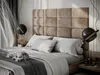 A bedroom scene with a cat sleeping on a bed. Náhled obrázku produktu
