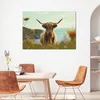 Leinwandbild Highland-Kuh auf einer Wiese 120x80 Feeby Grün Produktbild-Vorschau 2