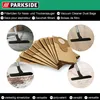 A collage of images showing vacuum cleaner dust bags and vacuum cleaner attachments on different floor surfaces. Produktbild-Vorschau