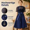 Dirndl Kleid Damen Lang, Trachtenkleid mit Schürze und Produktbild-Vorschau 3