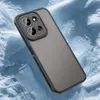 A dark gray matte phone case with a black camera bump is shown diagonally against a background of cracked ice. Produktbild-Vorschau