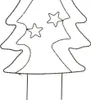 A wireframe outline of a Christmas tree with two stars inside, standing on two legs. Podgląd zdjęcia produktu