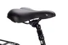 A close-up view of a black bicycle saddle and seat post against a white background. Produktbild-Vorschau