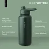 Trinkflasche Edelstahl 1L Thermoflasche Sport Gym Flasche Produktbild-Vorschau 2