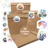 A collection of brown paper bags with decorative stickers, suggesting a gift or advent calendar set. Produktbild-Vorschau