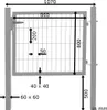 A technical drawing of a garden gate with dimensions indicated. Produktbild-Vorschau