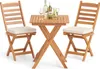 A wooden bistro set with two chairs and a table, set up for a drink. Anteprima dell’immagine prodotto