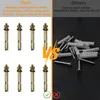 A comparison image showing two types of wall mounting hardware, one labeled 'Ours' and the other 'Others'. The 'Ours' side displays metal expansion bolts, while the 'Others' side shows plastic expansion plugs with screws. Produktbild-Vorschau