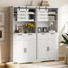 Two white storage cabinets with sliding doors and drawers are shown side-by-side in a room. Podgląd zdjęcia produktu