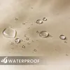 Close-up of water droplets on a beige fabric surface, with a 'WATERPROOF' logo overlay at the bottom. Produktbild-Vorschau