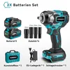 A collage of images showing an electric impact wrench set with accessories. Produktbild-Vorschau