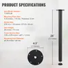 Product specifications and a diagram of a table leg. Podgląd zdjęcia produktu