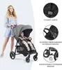 A woman pushing a stroller with a baby in it, with close-up images of the stroller's features on the right side. Náhled obrázku produktu